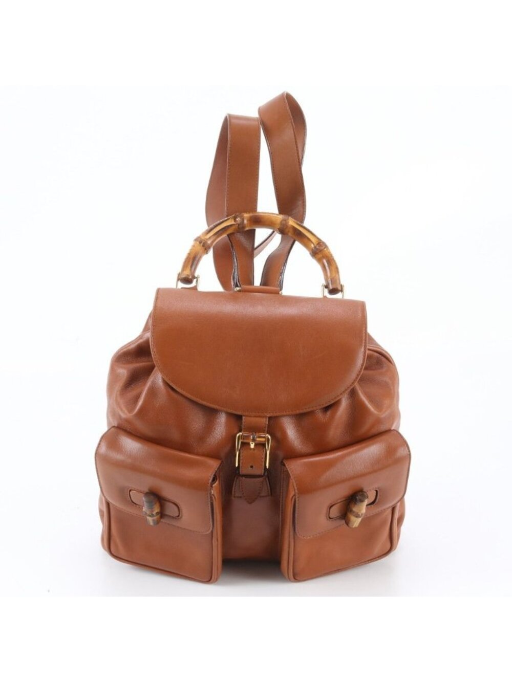 Gucci Vintage Bamboo Leather Backpack